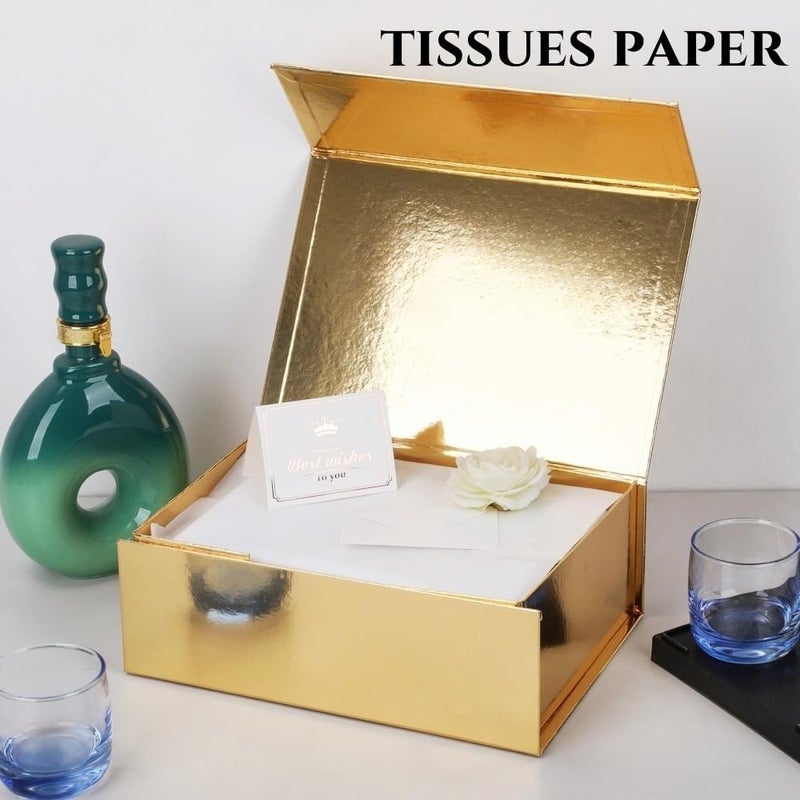 UoeRing 6 Pack Gold Gift Box 11.5x8x4 inch Luxury Gift Box for Presents with Magnetic Lid Collapsible,Bridesmaid Proposal,Contains Card, Ribbon, Tissue Paper,Shredded Paper Fille - Image 5